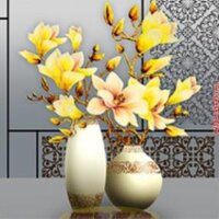 [COMBO 3 Bức]Tranh đính đá Bình Hoa Ngọc Lan Phú Quý Kích thước::45 Cm x 45 Cm/1 bức