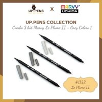 Combo 3 bút brush viết calligraphy hai đầu Marvy 1122 - Grey Colors 1