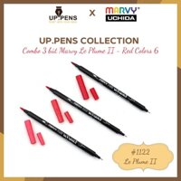 Combo 3 bút brush viết calligraphy hai đầu Marvy 1122 - Red Colors 6