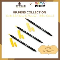 Combo 3 bút brush viết calligraphy hai đầu Marvy 1122 - Yellow Colors 2