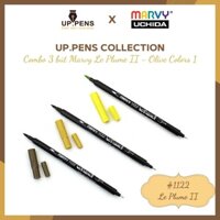 Combo 3 bút brush viết calligraphy hai đầu Marvy 1122 - Olive Colors 1