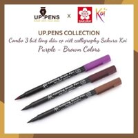 Combo 3 bút lông đầu cọ viết calligraphy Sakura Koi Coloring Brush Pen – Purple Brown Colors