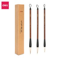 Combo 3 Bút Lông Sói Viết Thư Pháp Deli - TiểuTrungĐại - Viết Chữ Hán, Vẽ Tranh Thủy Mặc Cho Người Mới, Chuyên Nghiệp - Trắng