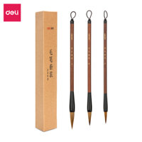 Combo 3 Bút Lông Sói Viết Thư Pháp Deli - TiểuTrungĐại - Viết Chữ Hán, Vẽ Tranh Thủy Mặc Cho Người Mới, Chuyên Nghiệp - Nâu