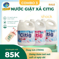 COMBO 3 can nước giặt đậm đặc CITIG cao cấp, hương thơm tươi mát, an toàn cho mọi loại vải 1700ml X3.