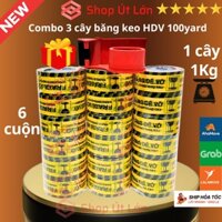 Combo 3 cây băng keo hàng dễ vỡ kèm dao cắt băng keo,(1 cây 100yard, nặng 1kg, rộng 4.7cm, lõi giấy 5mm, mỗi cây 6 cuộn)