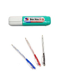 Combo 3 Cây Bút Bi Thiên Long TL-027 (Xanh, Đỏ, Tím, Đen) + Bút Xóa CP-08 (Bộ 4 Món)