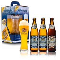 Combo 3 chai bia Đức Weihenstephan 500ml ( 2 hefeweissbier + 1 dunkel) + 1 ly