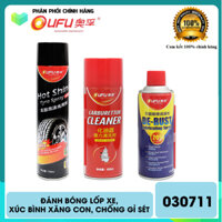 Combo 3 chai chăm sóc động cơ ô tô OUFU : Đánh bóng lốp xe, Xúc bình xăng con, Chống gỉ sét 030711