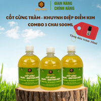 Combo 3 Chai Cốt Gừng Tràm Khuynh Diệp 500ml Chính Hãng - Tặng Kèm 1 Tinh Dầu Tràm Huế 10ml