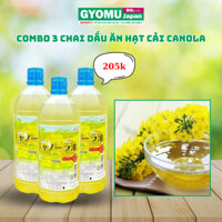 Combo 3 chai dầu ăn hạt cải canola 1000g,dầu ăn hoa cải tốt cho sức khỏe, Date 30.06.2026 - Gyomu