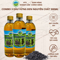 Combo 3 chai dầu vừng đen mè đen cho bé ép sạch nguyên chất đạt tiêu chuẩn ISO Hợp Tác Xã Khánh Lâm chai 500ml
