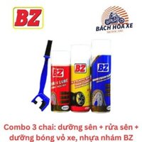 Combo 3 chai: dưỡng sên + rửa sên + dưỡng bóng vỏ xe, nhựa nhám BZ