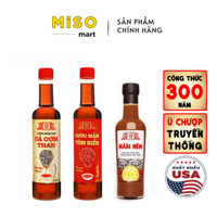 Combo 3 chai gồm 01 mắm nêm pha sẵn 300g, 01 Nước Mắm Làng Chài Xưa Cá Cơm Than, 01 Tôm biển 525ml