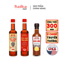 Combo 3 chai gồm 01 mắm nêm pha sẵn 300g, 01 Nước Mắm Làng Chài Xưa Cá Cơm Than, 01 Tôm biển 525ml