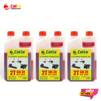 Combo 3 Chai Nhớt 2 Thì Catta 1L Cho Máy Cắt Cỏ, Máy Cưa, Thổi Lá, Máy Nổ - Nhớt 2T Màu Đỏ