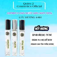(Combo 3 chai )  NƯỚC HOA OCEAN Quẽm 2 Cosmetics 10ml LƯU HƯƠNG 8H Perfume NAM nước hoa