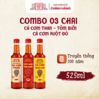 [Combo 3 Chai] Nước Mắm Nhỉ Làng Chài Xưa Cá Cơm Than, Tôm Biển, Cá Cơm Ruột Đỏ 525ml/chai