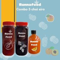 Combo 3 chai siro Dâu Tằm, Mơ Muối, Chanh Leo Runna food giải khát, dùng làm nguyên liệu nấu ăn, làm bánh...