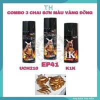 Combo 3 Chai Sơn Xịt Samurai Màu Vàng Đồng : UCH210 - EP41 - K1K