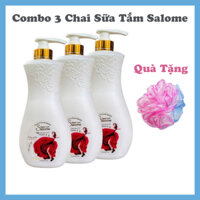 [Combo 3] Chai Sữa Tắm SALOME Hương Hoa Hồng 1000ml - Tặng Kèm Bông Tắm Tạo Bọt