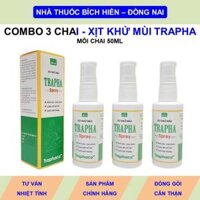 Combo 3 chai Xịt khử mùi Trapha mỗi chai 50ml hỗ trợ khử mùi hôi giảm tiết mồ hôi