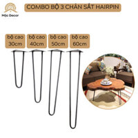 Combo 3 Chân Bàn Ghế Sắt Hairpin Loại 2 Thanh Sắt (Kèm Vít) Màu Đen