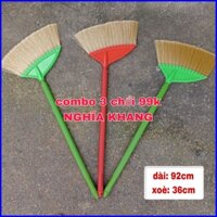 Combo 3 Chổi Quét Nhà Cán Nhựa Sợi Cước Bền Đẹp Dài 92cm hiệu NGHĨA KHANG