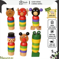Combo 3 Chú Hề Tháp Tạo Hình Đa Màu Sắc - Chú Hề Gỗ Tháo Lắp Giúp Bé Phát Triển Tư Duy, Bé Từ 06 Tháng Tuổi, Panda Decor
