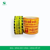 Combo 3 Cuộn băng keo HÀNG DỄ VỠ 4.7cm - Băng dính niêm phong đóng hàng - VÀNG CHỮ ĐEN