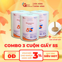 COMBO 3 CUỘN Khăn Giấy Đa Năng 5S nặng 1KG-Không mủn, bền khi ướt. Giấy lau bếp, lau thực phẩm, giấy ăn, COMBO 3 CUỘN