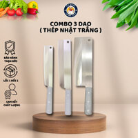 Combo 3 dao nhà bếp thép Nhật trắng không gỉ - Chuôi nhựa