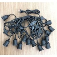 Combo 3 dây đèn kín nước thả ngoài trời 9.5 Mét 19 Đui Đèn E27 + 1 Dây Nguồn 1,8m Chịu Tải 2500W D2C + bóng Bulb tròn 3w