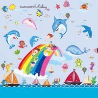 Combo 3 decal dán tường summer holiday cho bé SK09