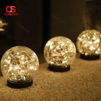 Combo 3 Đèn Cầu Thuỷ Tinh Vân Nứt Chống Nước Trang Trí Lối Đi, Ban Công