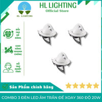 Combo 3 Đèn Led Âm Trần Đế Xoay 360 Độ 20w Chuyên Soi Tranh Rọi Tường Chất Lượng Cao HL Lighting