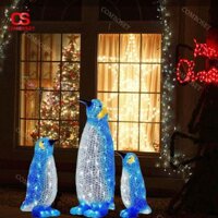 Combo 3 Đèn Led Hình Chim Cánh Cụt Bằng Acrylic Dùng Cho Trong Nhà, Chiếu Sáng Ngoài Trời, Sân Vườn