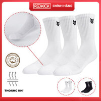 Combo 3 đôi Tất thể thao Redikick Cổ cao R365 Sợi Cotton Cao Cấp Vớ Nam Nữ Unisex có đệm Cushion Chống hôi chân, Thoáng khí, Thấm mồ hôi phù hợp chơi Bóng Rổ Bóng đá Bóng Chuyền Tennis Chạy Bộ Đá banh - Hàng Chính Hãng - L - 3 Đôi Trắng