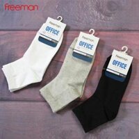 Combo 3 đôi Tất vớ cổ trung, chất liệu cotton FREEMAN SOF30... - Đen