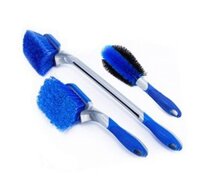 Combo 3 dụng cụ rửa xe Bàn chải cọ rửa bánh xe, kết hợp vệ sinh cho hộ gia đình màu xanh