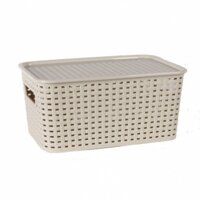 Combo 3 giỏ Hàn Quốc có nắp đậy, đựng đồ đa năng Song Long cỡ nhỏ 29 x 20 x 13- nhiều màu sắc - ghi