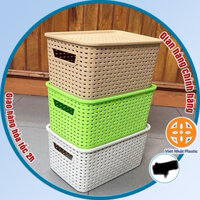 Combo 3 Giỏ nhựa có nắp Hàn Quốc size ĐẠI (3388) Việt Nhật, giỏ đựng đồ đa năng tiết kiệm không gian -Buôn rẻ 01256