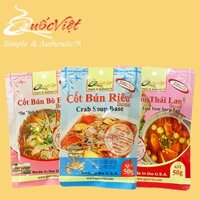 Combo 3 gói 50g Gia vị nấu bún riêu, bún bò, lẩu Thái chuẩn vị Cốt Quốc Việt [Quốc Việt Foods, USA]