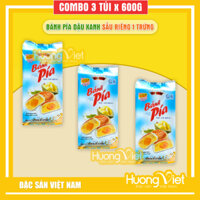 Combo 3 gói bánh pía 5 sao Tân Huê Viên 600gr, đậu xanh sầu riêng 1 trứng, bánh pía truyền thống, đặc sản miền Tây