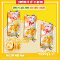 Combo 3 gói bánh pía Sóc Trăng Tân Huê Viên 2 sao 400gr, đậu xanh sầu riêng 1 trứng, bánh pía Hương Việt Mart