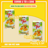 Combo 3 gói bánh pía Tân Huê Viên 1 sao 320gr, bánh pía đậu xanh sầu riêng, đặc sản miền Tây