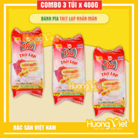 Combo 3 gói bánh pía thịt lạp Tân Huê Viên 400gr, bánh pía nhân mặn, đặc sản Sóc Trăng