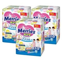 Combo 3 gói Bỉm tã quần  Merries size XXL 26 miếng (15-28kg)