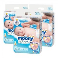Combo 3 gói Bỉm/Tã Dán  Moony của Unicharm chính hãng đủ size NB90/ S84/ M64/ L54/ XL44