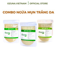 Combo 3 gói dành cho da mụn 50g Ozuna trà xanh, tía tô, diếp cá ngừa mụn sáng da